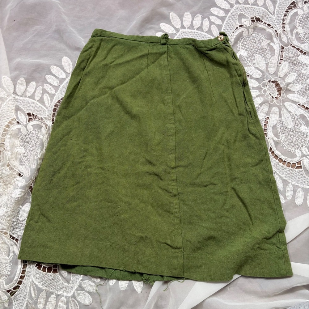 Vintage 70s Century of Boston Green A-Line Mini Skirt Union Made Olive 25x20